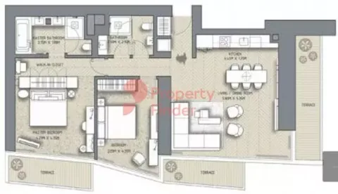Floor plan, 2 Beds, 1,545 sq ft