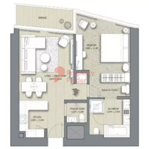 Floor plan, 1 Bed, 808 sq ft