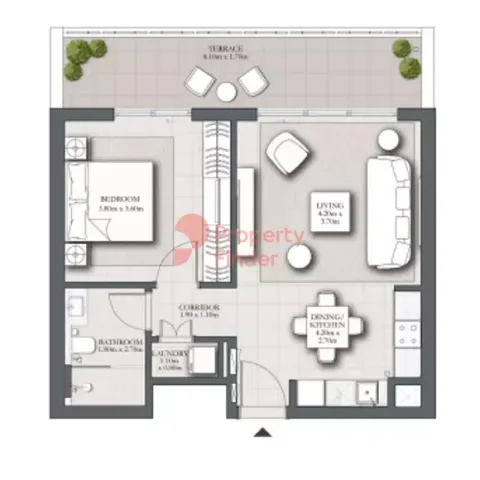 Floor plan, 1 Bed, 757 sq ft