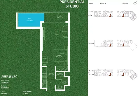 Floor plan, Studio, 472 sq ft
