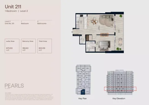 Floor plan, 1 Bed, 833 sq ft