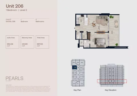 Floor plan, 1 Bed, 867 sq ft