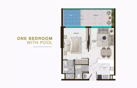 Floor plan, 1 Bed, 767 sq ft