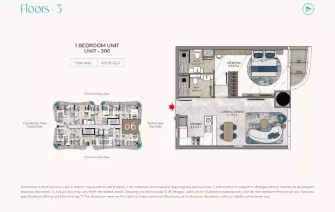 Floor plan, 1 Bed, 657 sq ft