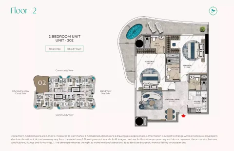 Floor plan, 2 Beds, 1,264 sq ft