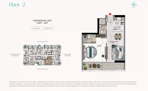 Floor plan, 1 Bed, 758 sq ft