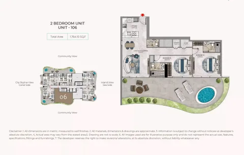 Floor plan, 2 Beds, 1,764 sq ft