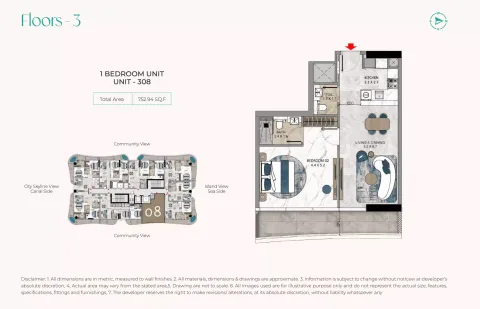 Floor plan, 1 Bed, 752 sq ft