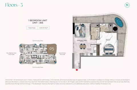 Floor plan, 1 Bed, 1,124 sq ft
