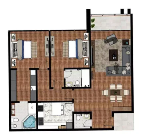 Floor plan, 2 Beds, 0 sq ft