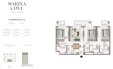 Floor plan, 3 Beds, 1,604 sq ft
