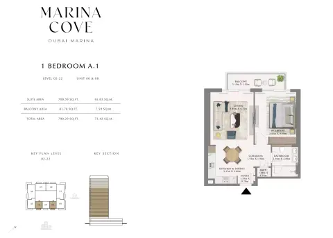 Floor plan, 1 Bed, 790 sq ft