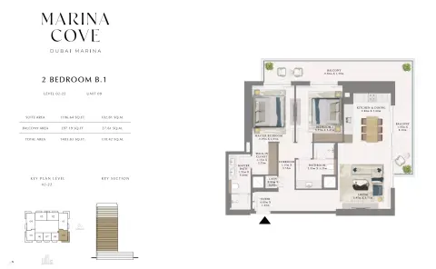 Floor plan, 2 Beds, 1,403 sq ft