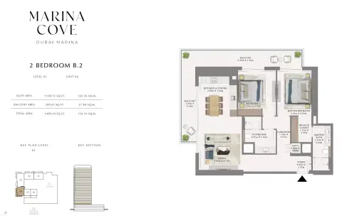 Floor plan, 2 Beds, 1,400 sq ft