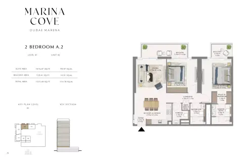 Floor plan, 2 Beds, 1,235 sq ft