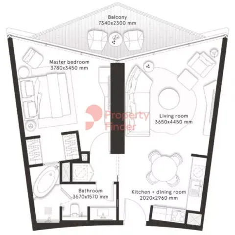 Floor plan, 1 Bed, 777 sq ft