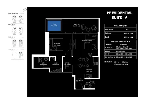 Floor plan, Studio, 784 sq ft