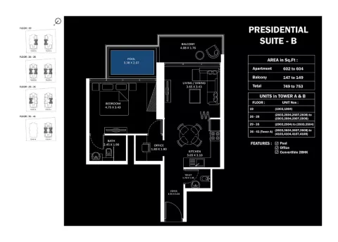 Floor plan, Studio, 753 sq ft