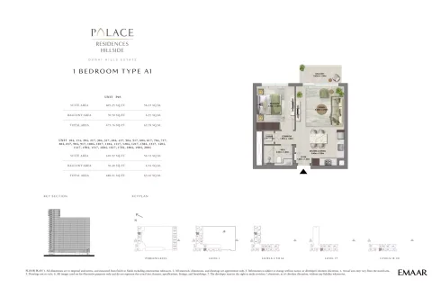 Floor plan, 1 Bed, 676 sq ft