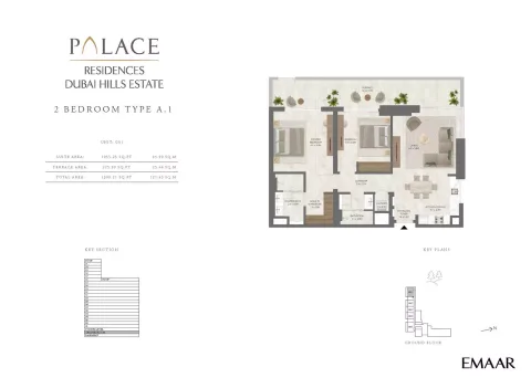 Floor plan, 2 Beds, 1,309 sq ft