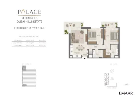 Floor plan, 2 Beds, 1,207 sq ft