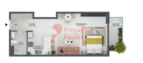 Floor plan, Studio, 601 sq ft