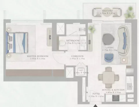 Floor plan, 1 Bed, 742 sq ft