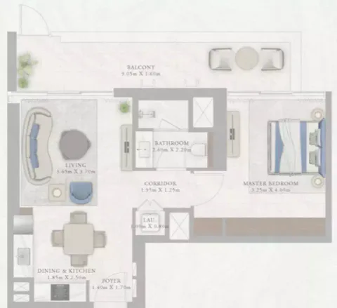 Floor plan, 1 Bed, 819 sq ft