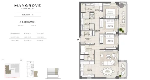 Floor plan, 3 Beds, 1,613 sq ft
