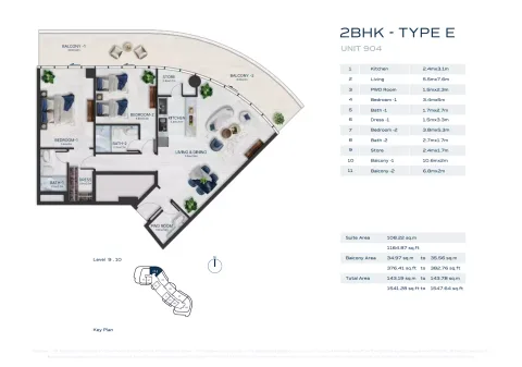 Floor plan, 2 Beds, 1,541 sq ft
