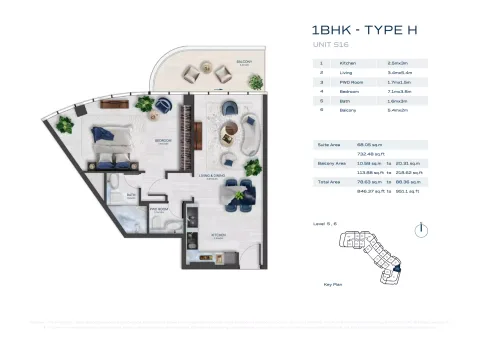 Floor plan, 1 Bed, 846 sq ft