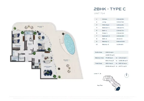 Floor plan, 2 Beds, 2,049 sq ft