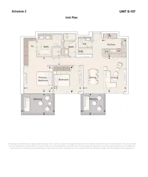 Floor plan, 2 Beds, 1,417 sq ft