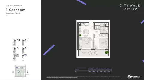 Floor plan, 1 Bed, 707 sq ft