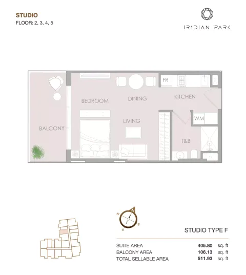 Floor plan, Studio, 511 sq ft
