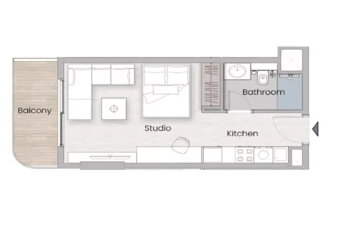 Floor plan, Studio, 388 sq ft