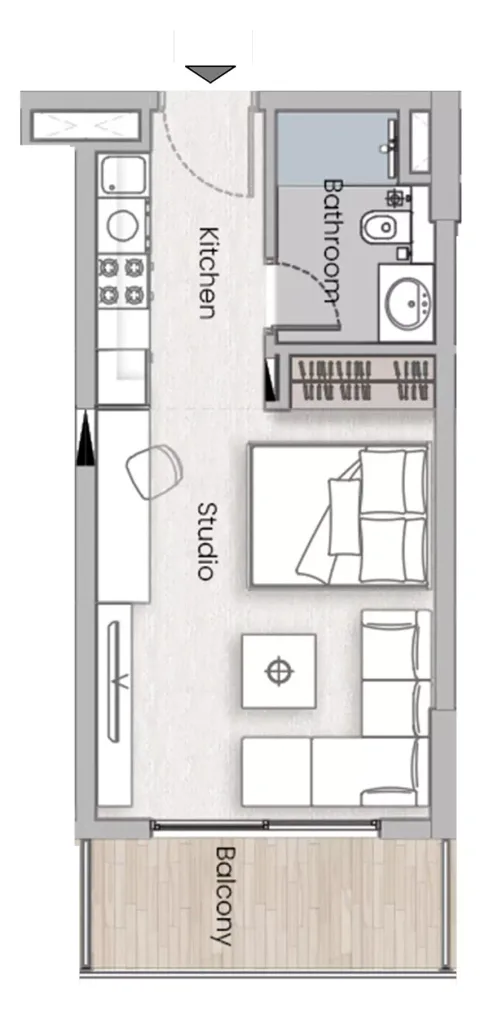 Floor plan, Studio, 387 sq ft