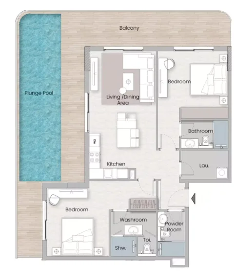 Floor plan, 2 Beds, 1,632 sq ft