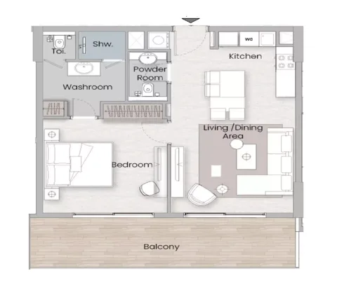 Floor plan, 1 Bed, 789 sq ft