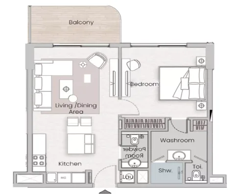 Floor plan, 1 Bed, 699 sq ft