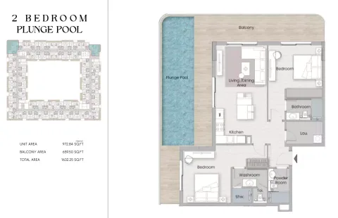 Floor plan, 2 Beds, 1,632 sq ft