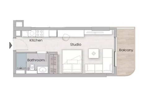 Floor plan, Studio, 392 sq ft