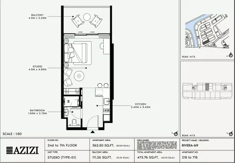 Floor plan, Studio, 473 sq ft