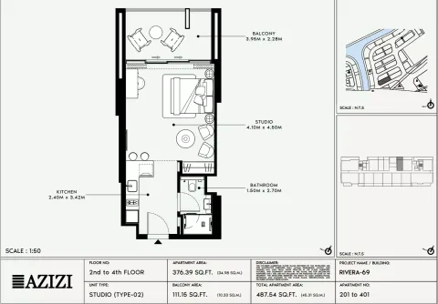 Floor plan, Studio, 487 sq ft