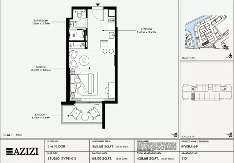 Floor plan, Studio, 428 sq ft