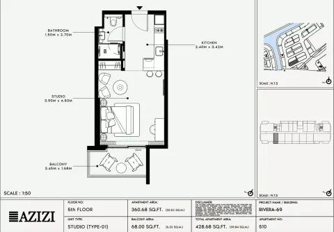 Floor plan, Studio, 428 sq ft