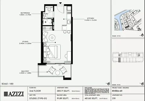 Floor plan, Studio, 451 sq ft