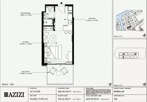 Floor plan, Studio, 469 sq ft