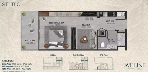 Floor plan, Studio, 453 sq ft