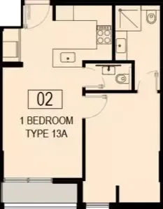 Floor plan, 1 Bed, 613 sq ft